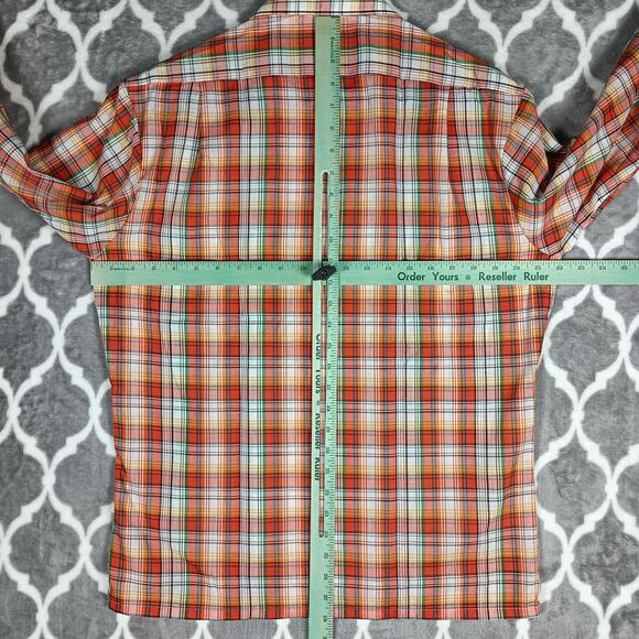 Vintage MW Shirt Mens Medium Plaid Button Up Long Sleeve No Iron 70s - Picture 6 of 9